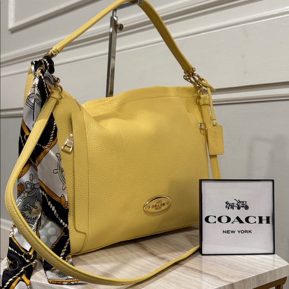 Coach Handbags - Coach Bag Scout Daffodil Yellow Pebbled Leather Satchel